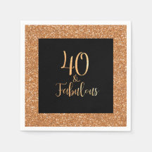 40 & Fabulous Birthday Guld Glitter Black
