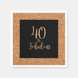 40 & Fabulous Birthday Guld Glitter Black Pappersservett