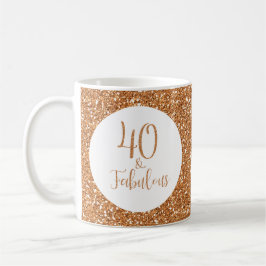 40 & Fabulous Birthday Guld Glitter Kaffemugg