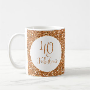 40 & Fabulous Birthday Guld Glitter Kaffemugg