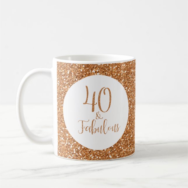 40 & Fabulous Birthday Guld Glitter Kaffemugg (Vänster)