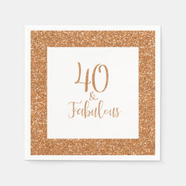 40 & Fabulous Birthday Guld Glitter Pappersservett