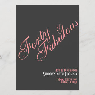 40 & Fabulous Birthday-inbjudan Inbjudningar