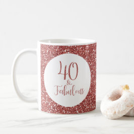 40 & Fabulous Birthday Ro Guld Glitter Kaffemugg