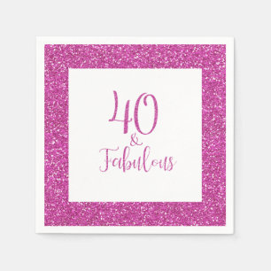 40 & Fabulous Birthday Rosa Glitter Pappersservett