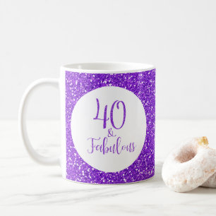 40 & Fabulous Birthday Sparkly Lila Glitter Kaffemugg