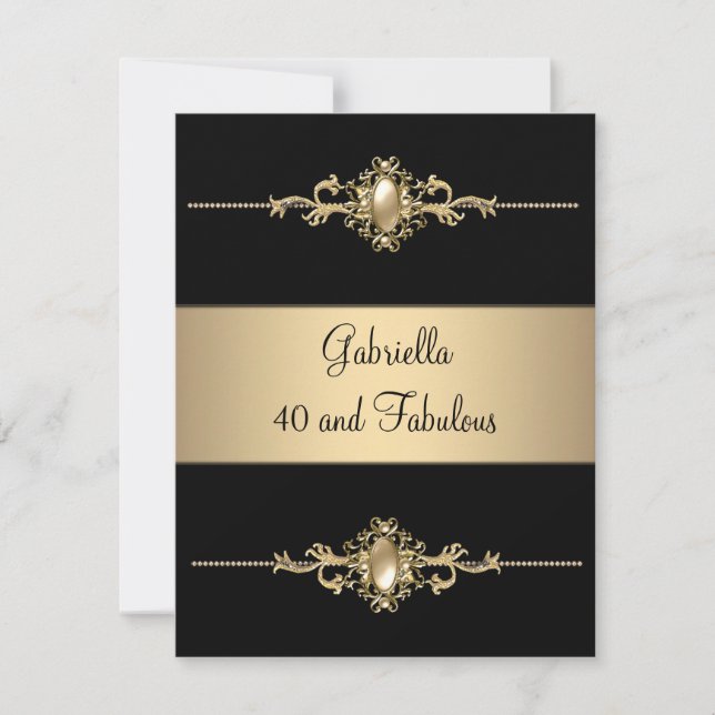 40 & Fabulous Black Coffee Trim Födelsedagsfest Inbjudningar (Framsida)
