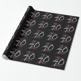 40 & Fabulous Custom Name Rosa på Black Presentpapper