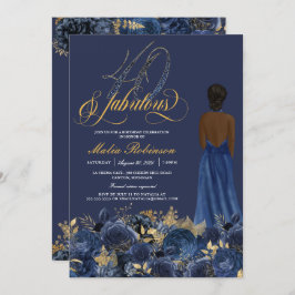 40 & Fabulous Elegant Sapphire Formal Birthday Inv Inbjudningar