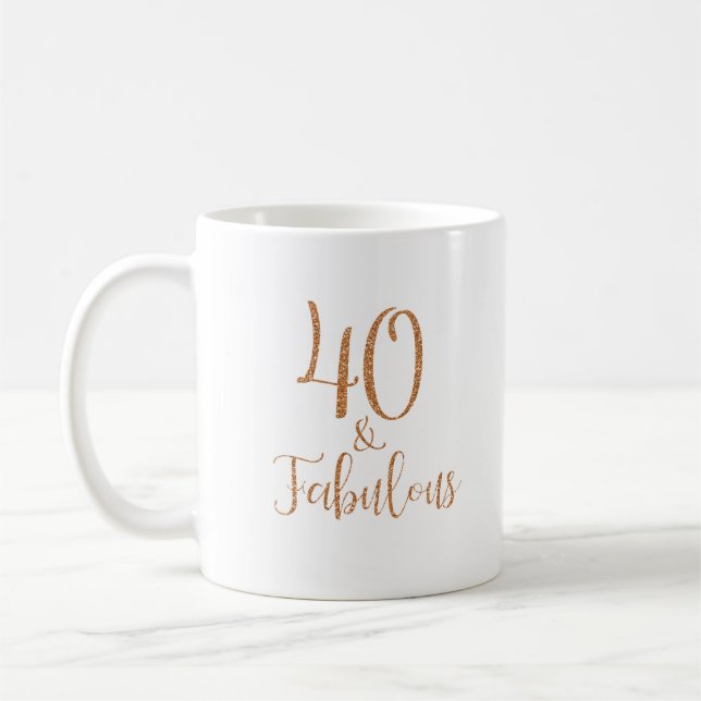 40 & Fabulous Guld Glitter Typografi Kaffemugg (Vänster)