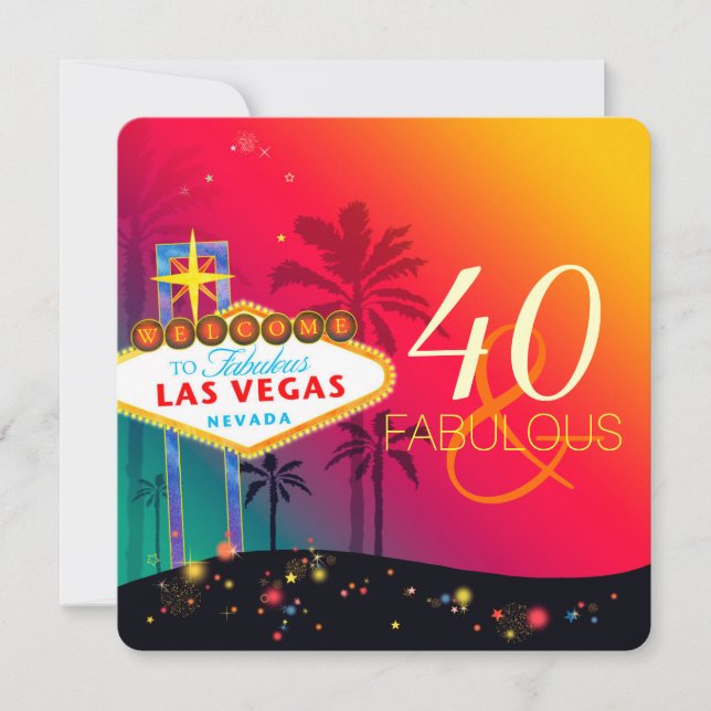 40 & Fabulous Las Vegas Födelsedagsfest Inbjudningar (Framsida)
