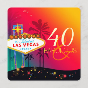 40 & Fabulous Las Vegas Födelsedagsfest Inbjudningar