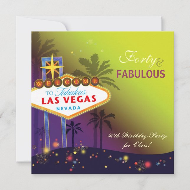 40 & FABULOUS Las Vegas-Födelsedagsfest Inbjudningar (Framsida)