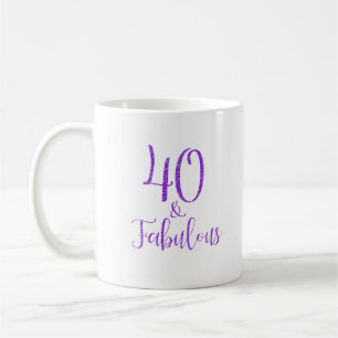40 & Fabulous Lila Glitter Typografi Kaffemugg