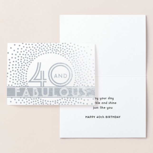 40 & Fabulous Lycklig 40 Birthday Kraft Silver Folierat Kort (Display)