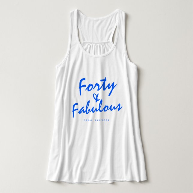 40 Fabulous Neon Blue Namn 40:e födelsedagspresent Linne Med Racerback (Design framsida)