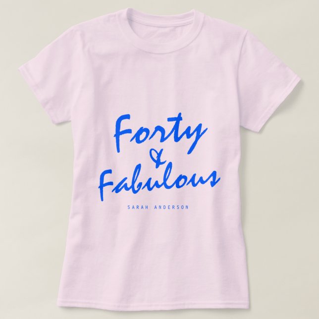 40 Fabulous Neon Blue Namn 40:e födelsedagspresent T Shirt (Design framsida)