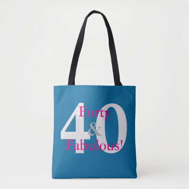 40 & Fabulous! Roligtens Anpassningsbar Blått och  Tygkasse (Framsida)