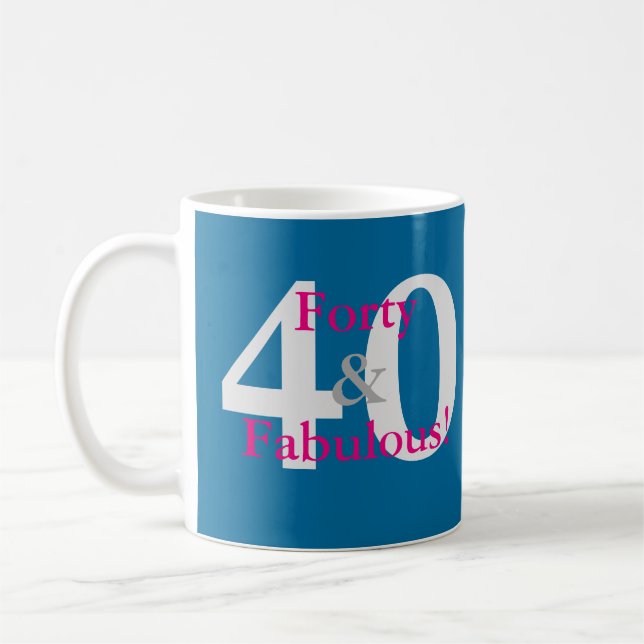 40 & Fabulous! Roligtens personliga födelsedagsblå Kaffemugg (Vänster)