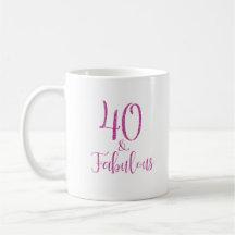 40 & Fabulous Rosa Glitter Typografi