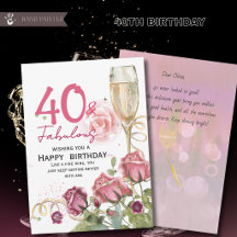 40 & Fantastisk Blommig Födelsedag | Champagne-kor