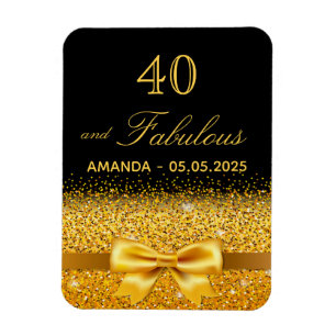 40 fantastisk födelsedag svart guld save the date magnet