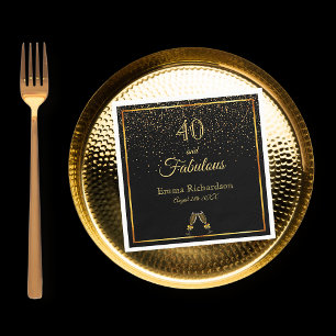 40 fantastisk födelsedagsfest svart guld namn pappersservett