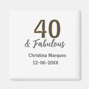 40 & fantastisk grå gul födelsedagskalligrafi magnet