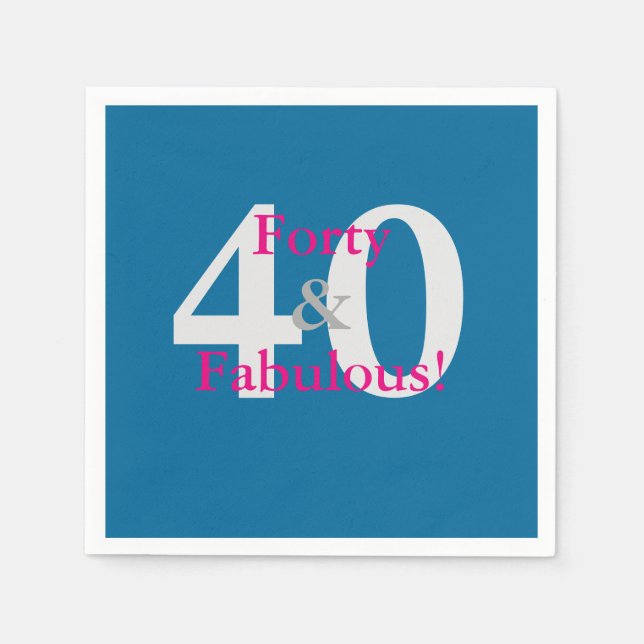40 & Fantastisk! Rolig anpassad födelsedag Blå & H Pappersservett (Framsidan)