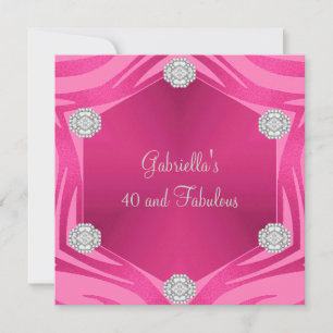 40 & Fantastisk Rosa Exotisk Djur Juvel Födelsedag Inbjudningar