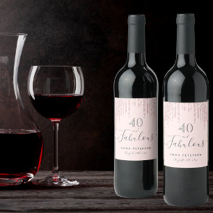 40 fantastiska födelsedag ro guld glitter rosa vinflaska etikett