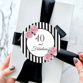 40 fantastiska födelsedag rosa ros svart vitt runt klistermärke