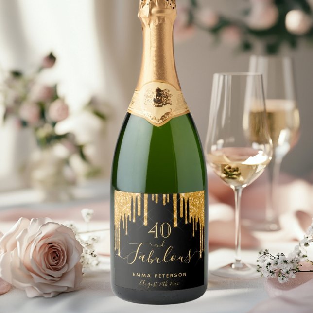 40 fantastiska födelsedag svart glitter guld gnist (Skapare uppladdad)