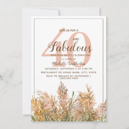 40 fantastiska Pampas-gräs på vit födelsedag Inbjudningar