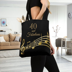 40 fantastiska svarta guld musik noter tygkasse