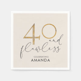 40 & Felfri  Rosa Guld & Grått Personlig Pappersservett