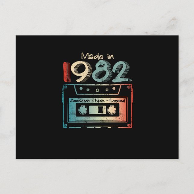 40 Födelsedagspresent År Gammal Tillverkad 1982 Ka Meddelande Vykort (Framsida)