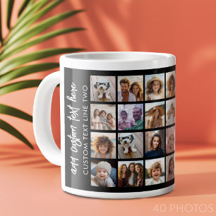 40 Fotokollage - 4 rader 10 kolumner - skript Namn Jumbo Mugg