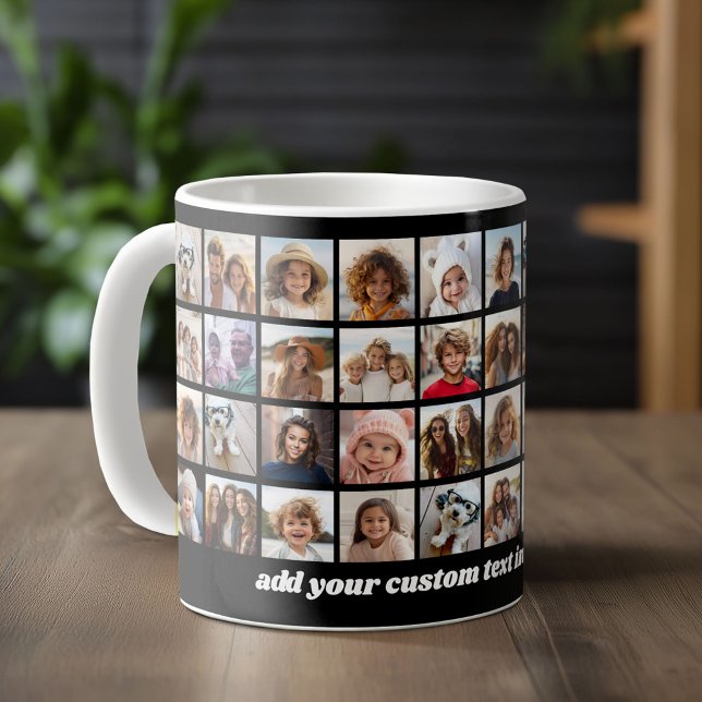 40 Fotokollage - 4 rader 10 kolumner - skript Namn Kaffemugg (Custom Photo Mug)