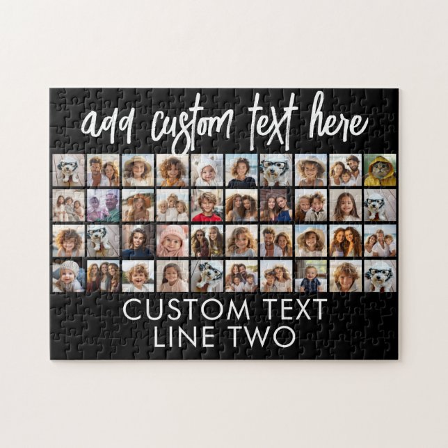 40 Fotokollage - 4 rader 10 kolumner - skript Namn Pussel (Horisontell)