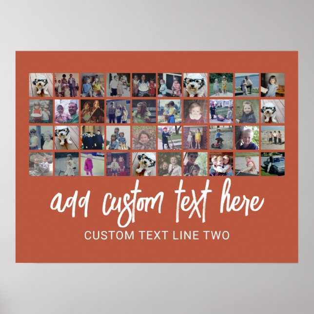 40 Fotokollage - 4 rader 10 kolumner - skripttext Poster (Framsidan)