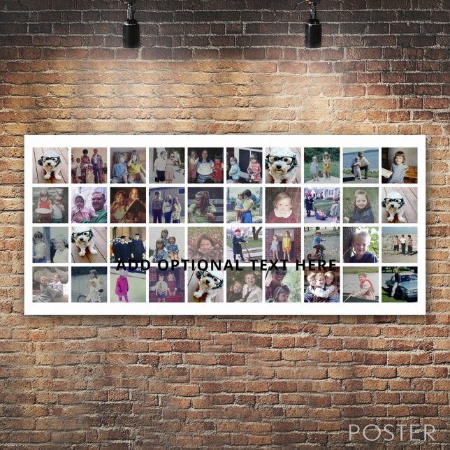 40 Fotokollage - 4 rader 10 kolumner - Svart text Poster (Custom Photo Collage Poster)
