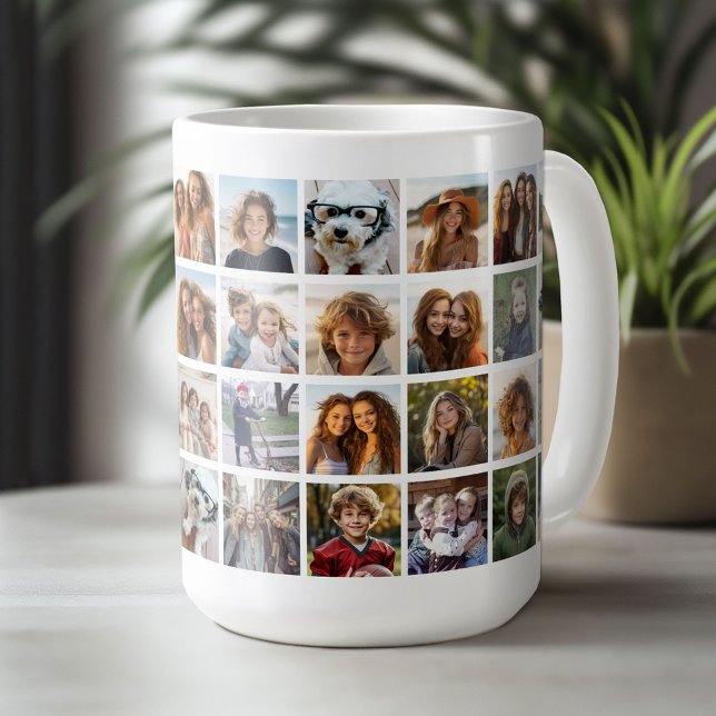 40 Fotokollage - 4 rader 10 kolumner - vit Kaffemugg (Custom Photo Mug)
