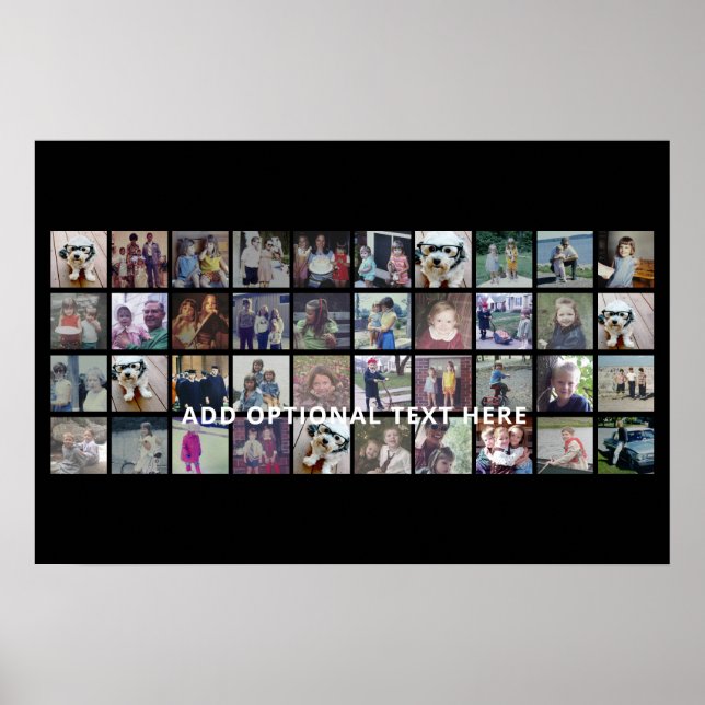 40 Fotokollage - 4 rader 10 kolumner - Vit text Poster (Framsidan)