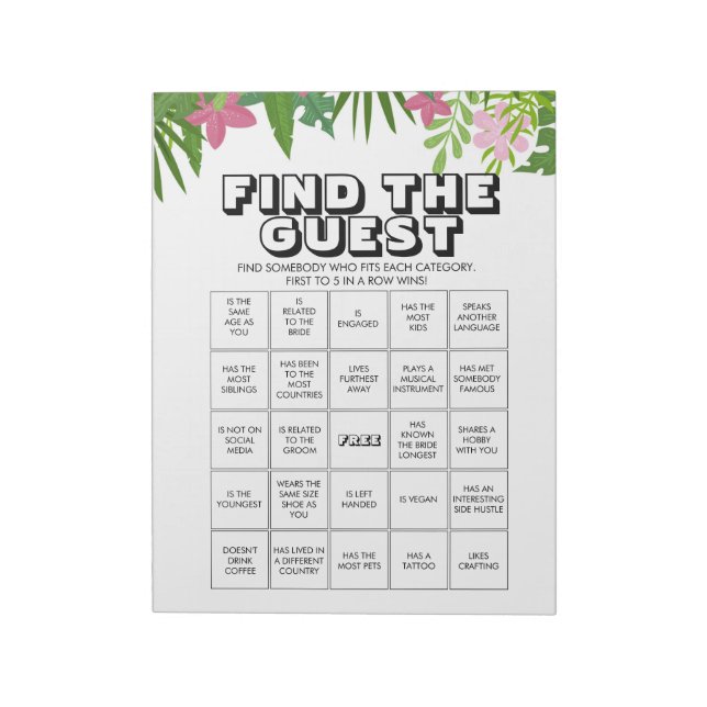40 Gästbingo Spelblad Anteckningsblock (Roterad)