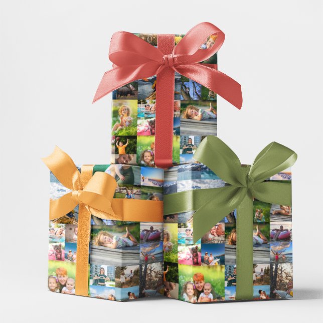 40 Horisontell Fotokollage Presentpapper (40 Horizontal Photo Collage Wrapping Paper)