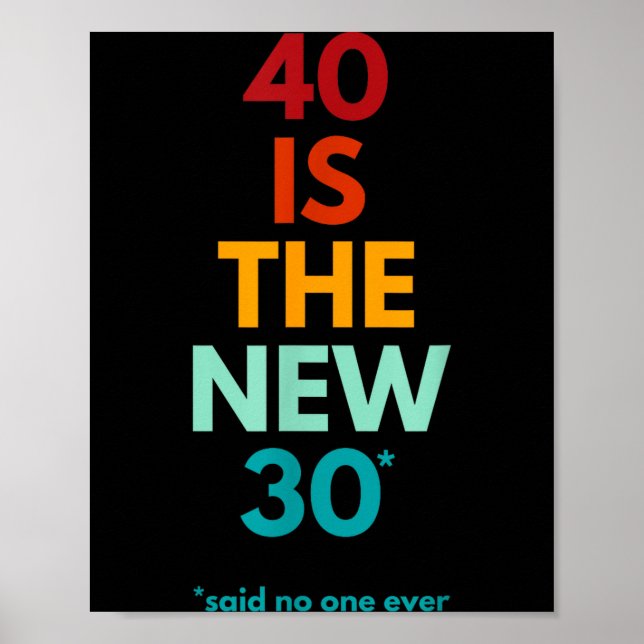 40 Is The New 30 Said Ever, Funny 40th Birthday  Poster (Framsidan)