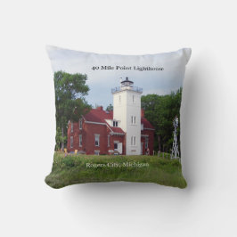 40 Mile Point Lighthouse fyrkantig kudde
