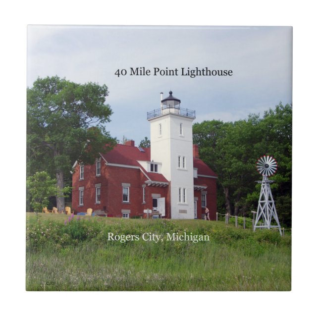 40 Mile Point Lighthouse-platta Kakelplatta (Framsidan)