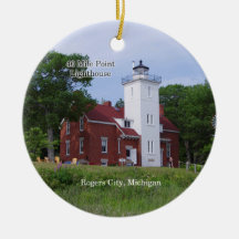 40 miles Point Lighthouse sumer Cirkulär ornament